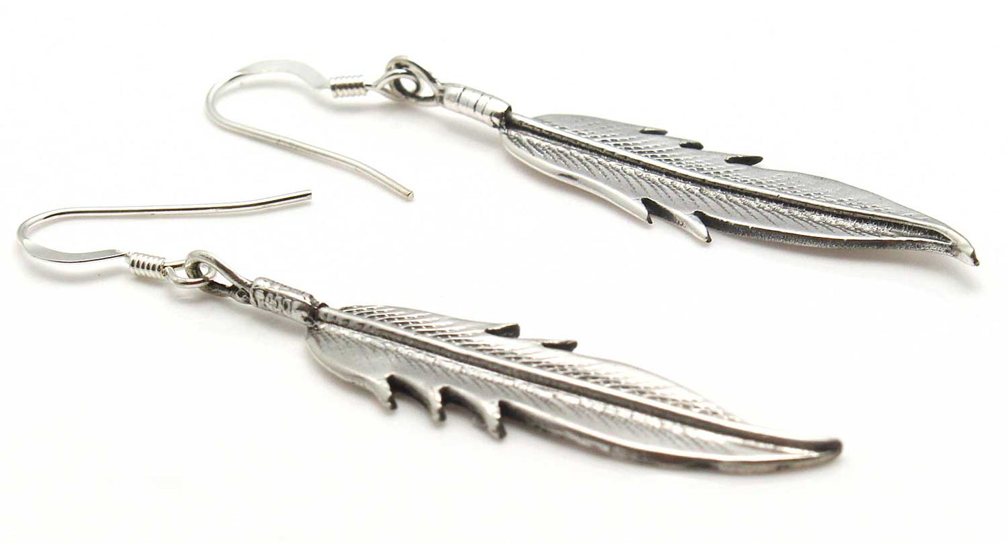 Navajo Silver Feather Earrings by Joe