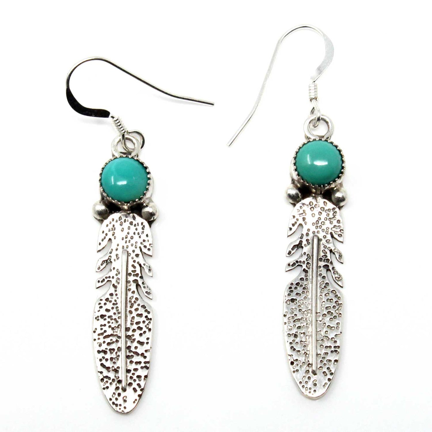 Turquoise Sterling Silver Feather Dangles