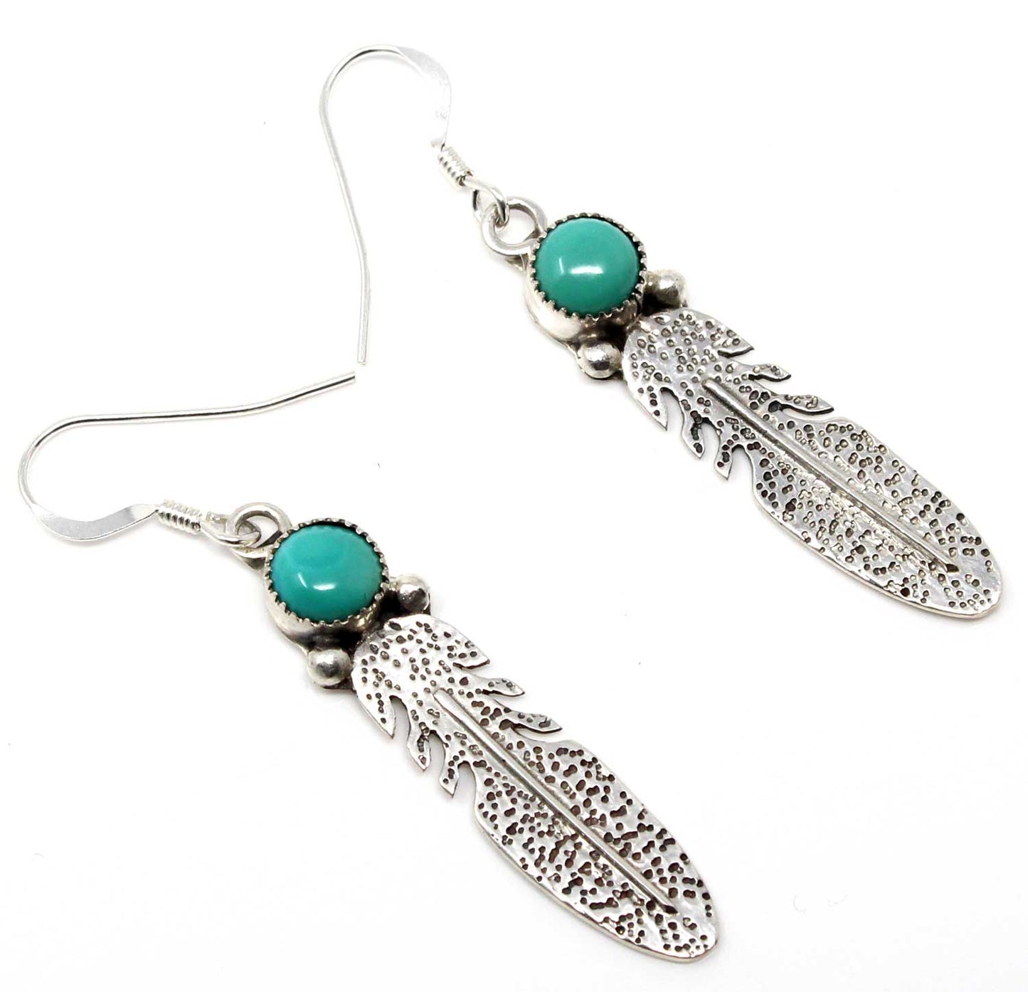 Turquoise Sterling Silver Feather Dangles
