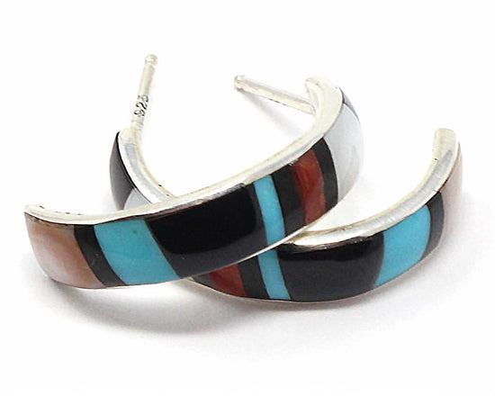 Multi-Color Inlay Hoop Earrings by Ukestine
