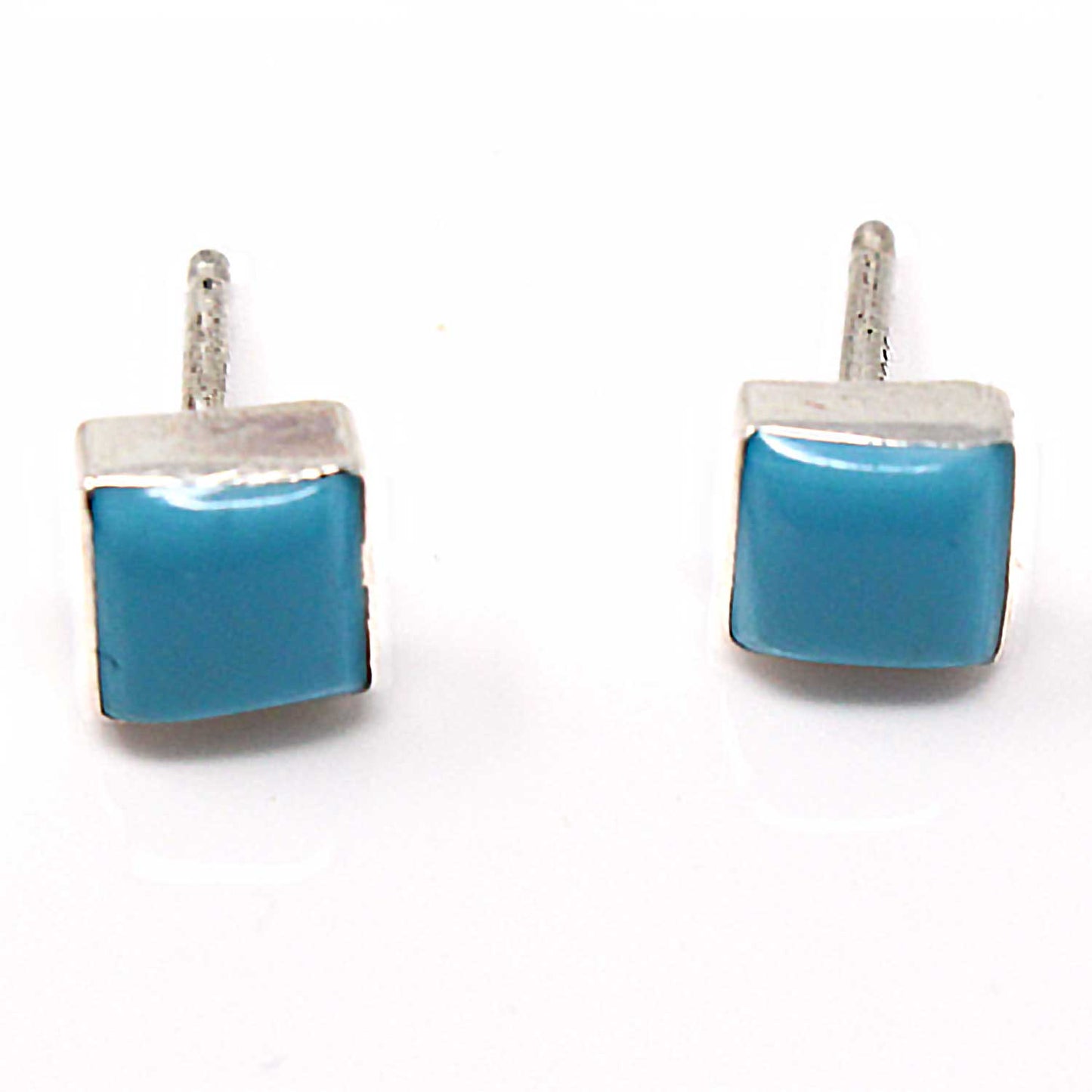 Zuni Sterling Silver & Block Turquoise Earrings