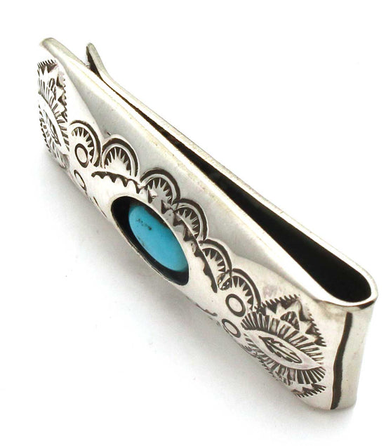 Stamped Turquoise Money Clip by Skeets