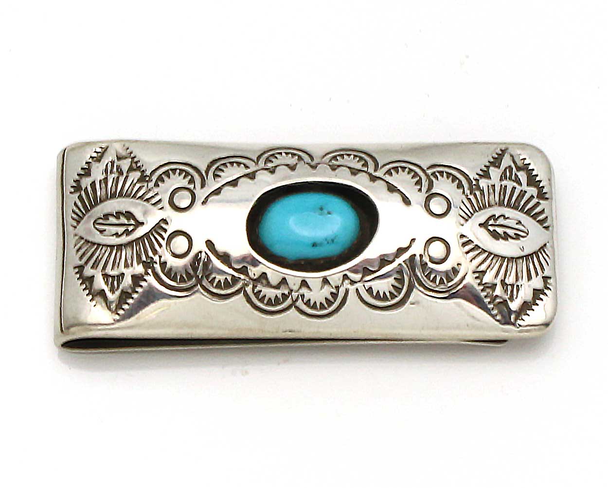 Stamped Turquoise Money Clip by Skeets