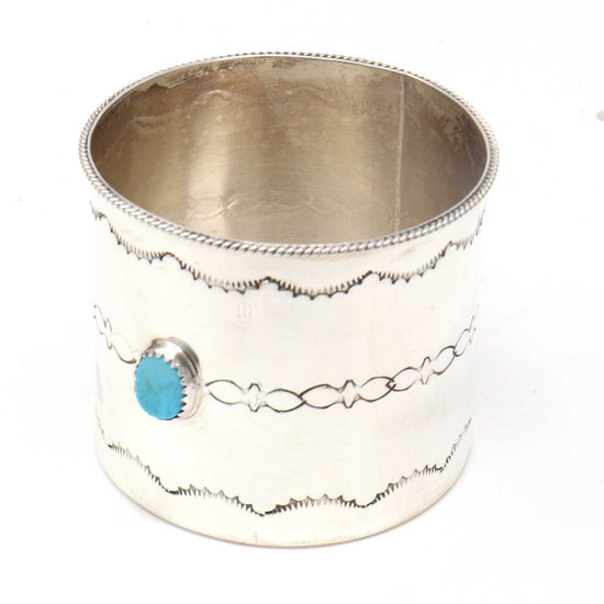 Stamped Silver Cup With Turquoise Setting