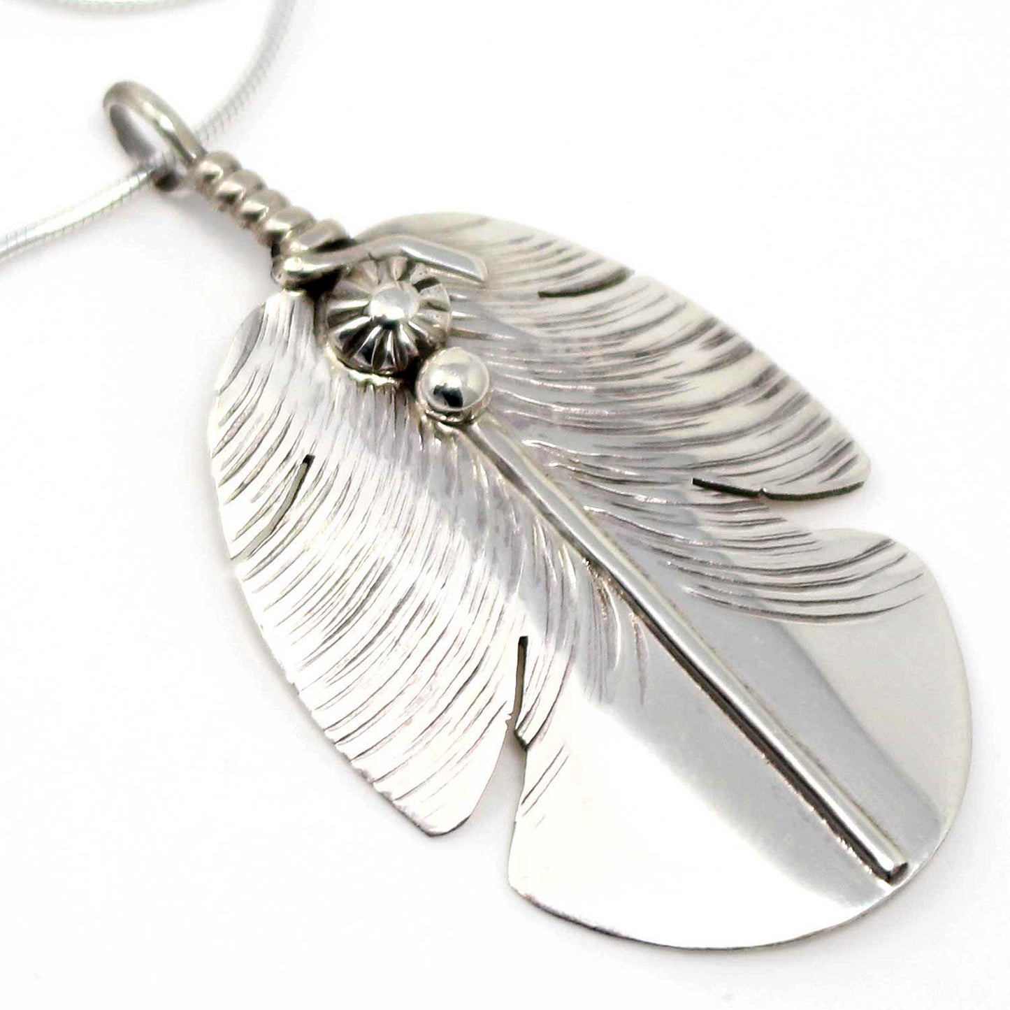 Silver Feather Necklace by Ben Begay