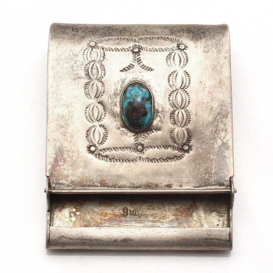 Stamped Silver & Turquoise Match Book Cover