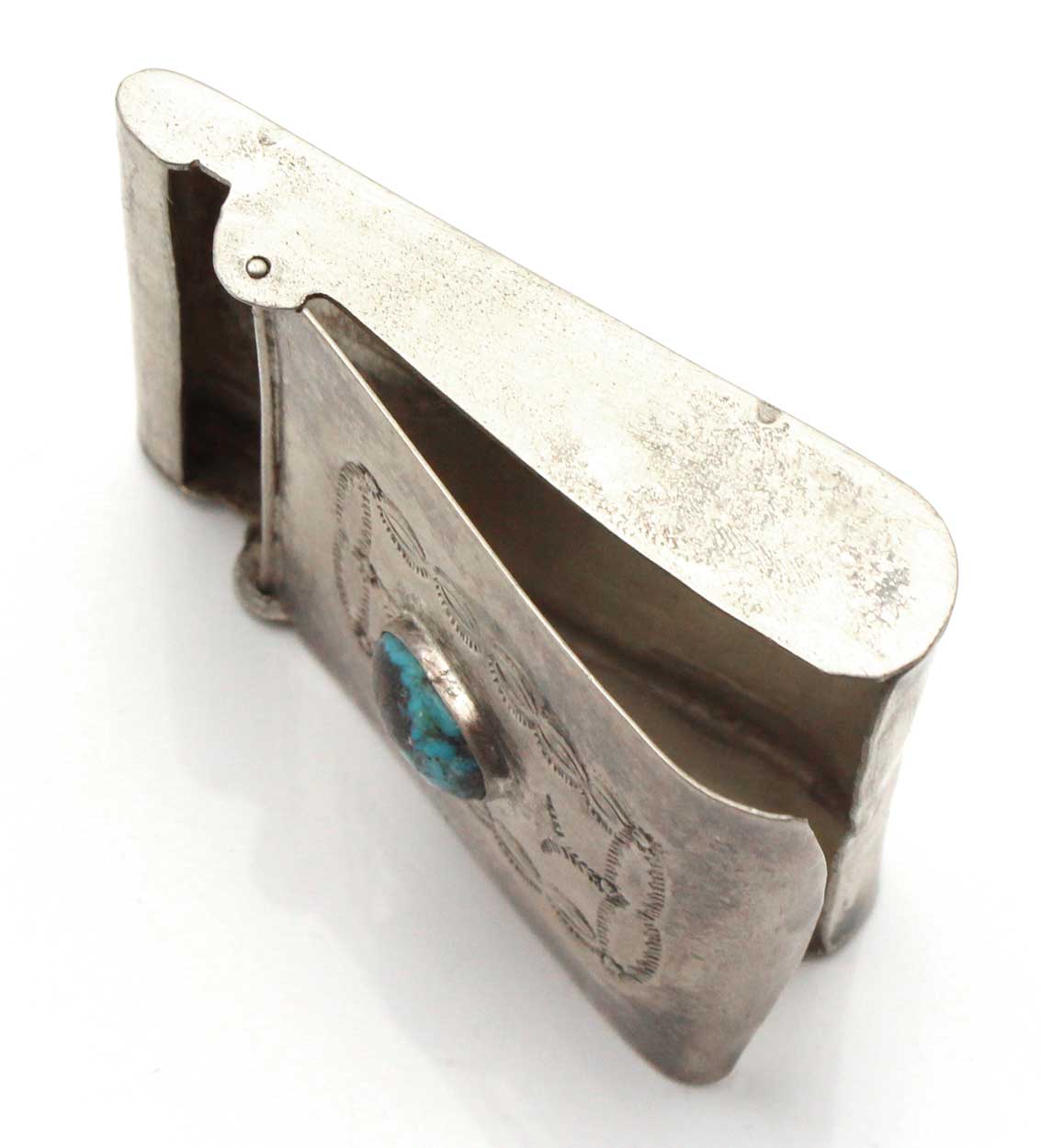 Stamped Silver & Turquoise Match Book Cover