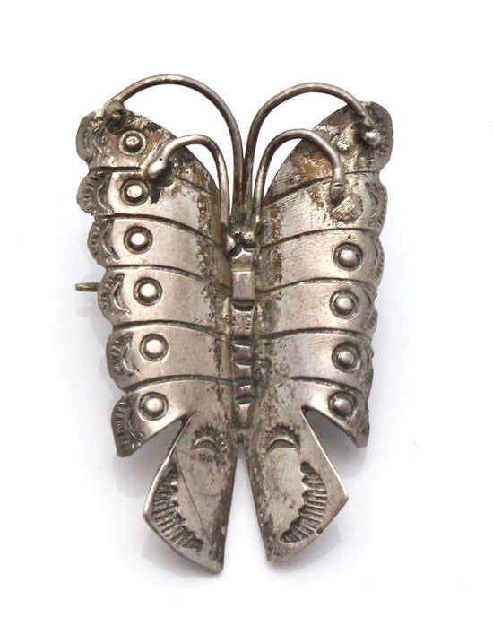 Stamped Sterling Silver Navajo Butterly Pin