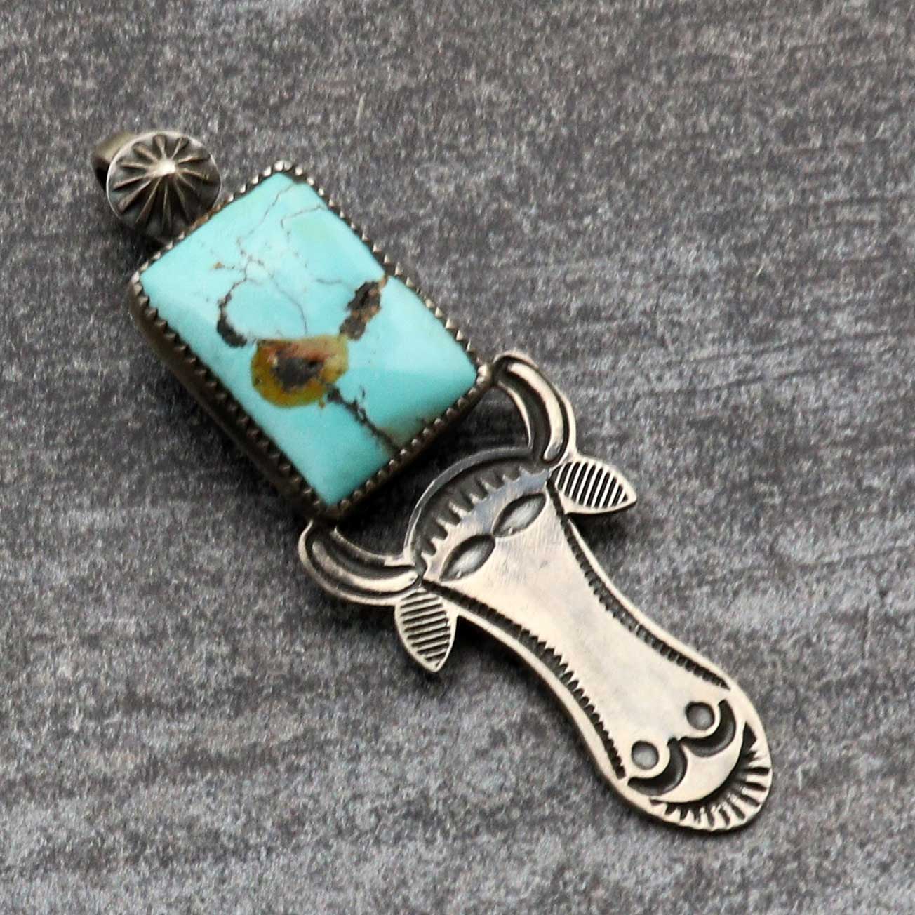 Turquoise Cow Pendant by Mike French