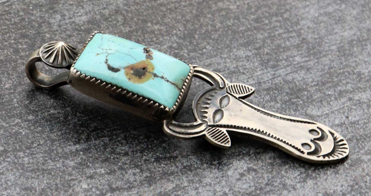 Turquoise Cow Pendant by Mike French