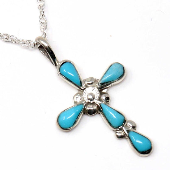Turquoise Cross Pendant With Chain by Bryce Vacit