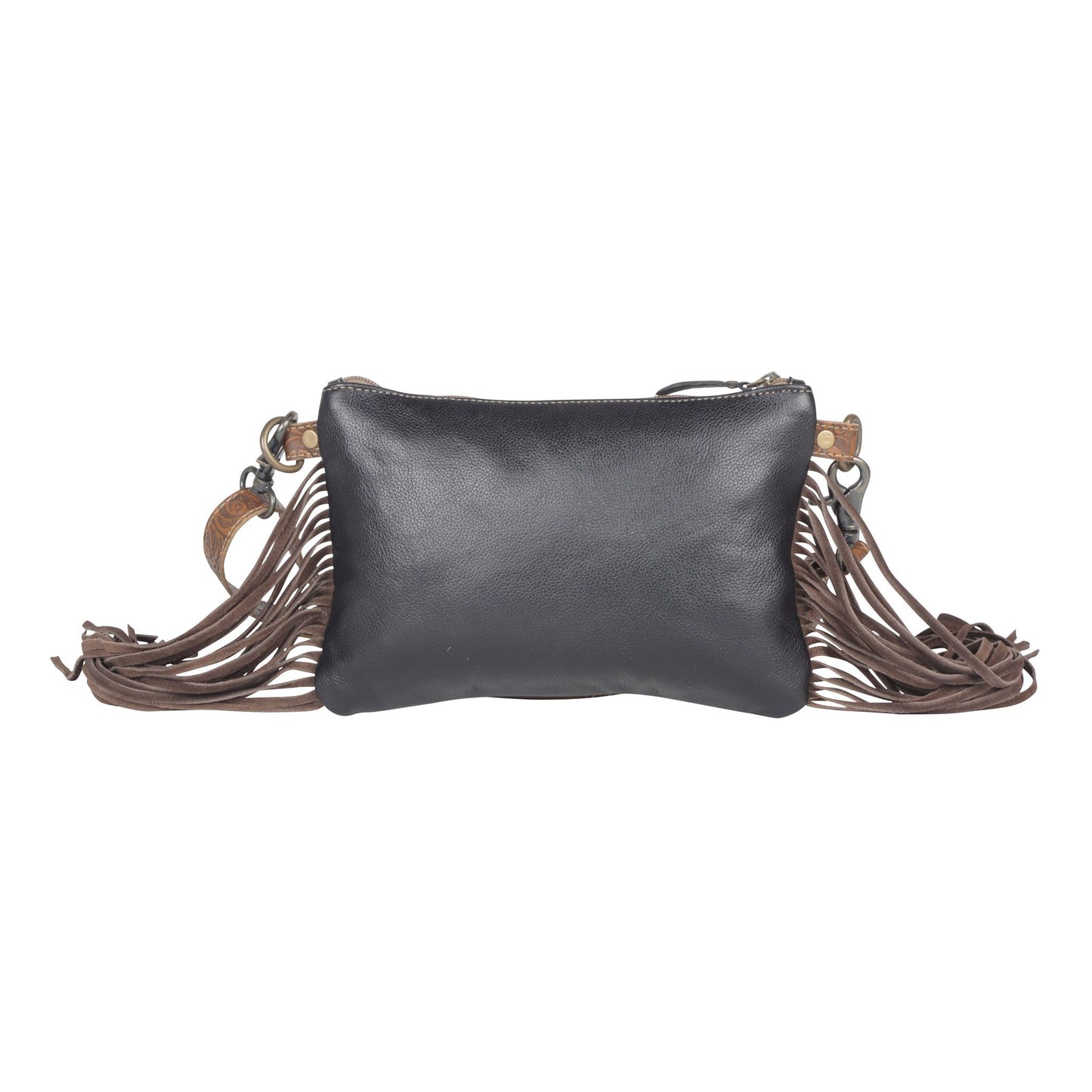 Art Decor Leather Bag with Fringe