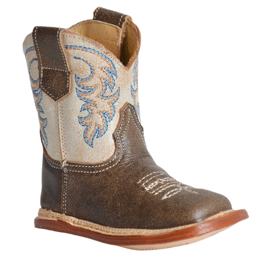 Infant Boys Vintage Brown Leather Vamp With Creme Shaft