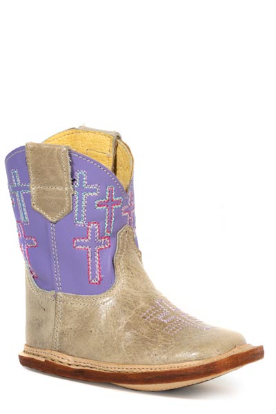 Roper Infants Girls Brown Vamp, Crosses Cowbabies Boots