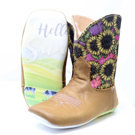Tin Haul Infants Western Boots, Sunflower Print Shaft