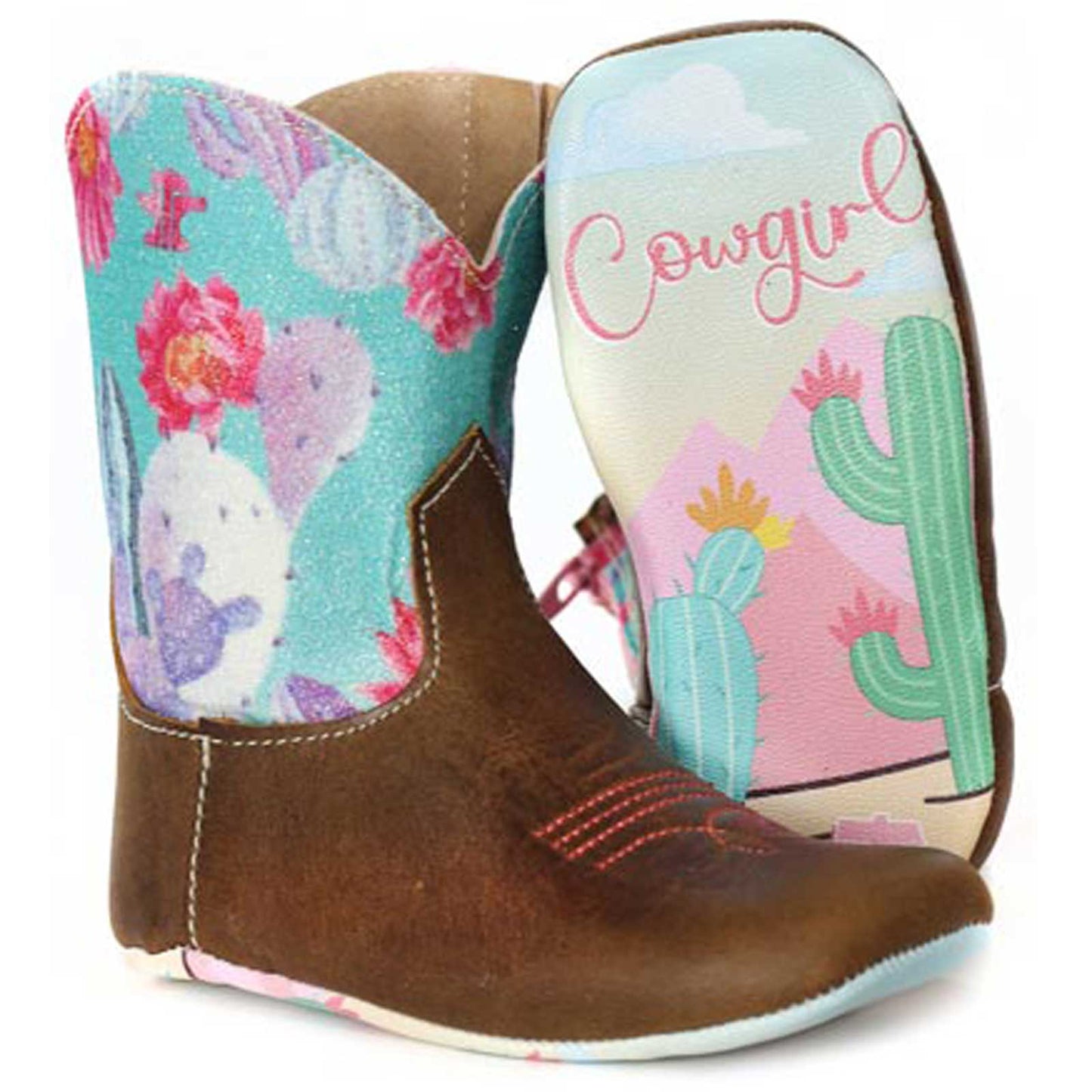 Tin Haul Happy Flower Infants Boots- Born to Be a Cowgirl Sole