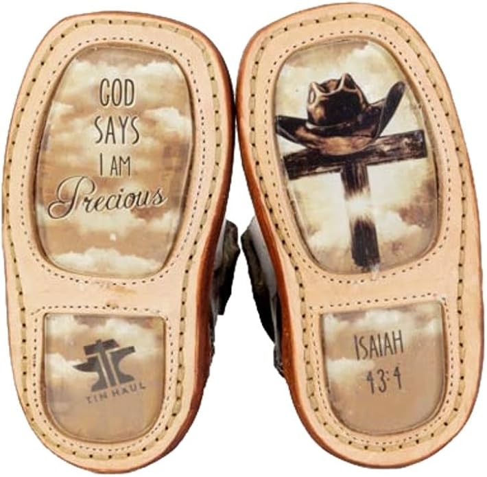 Tin Haul Cowboy Church Cross With Isaiah 13:4 Sole Infant Boots
