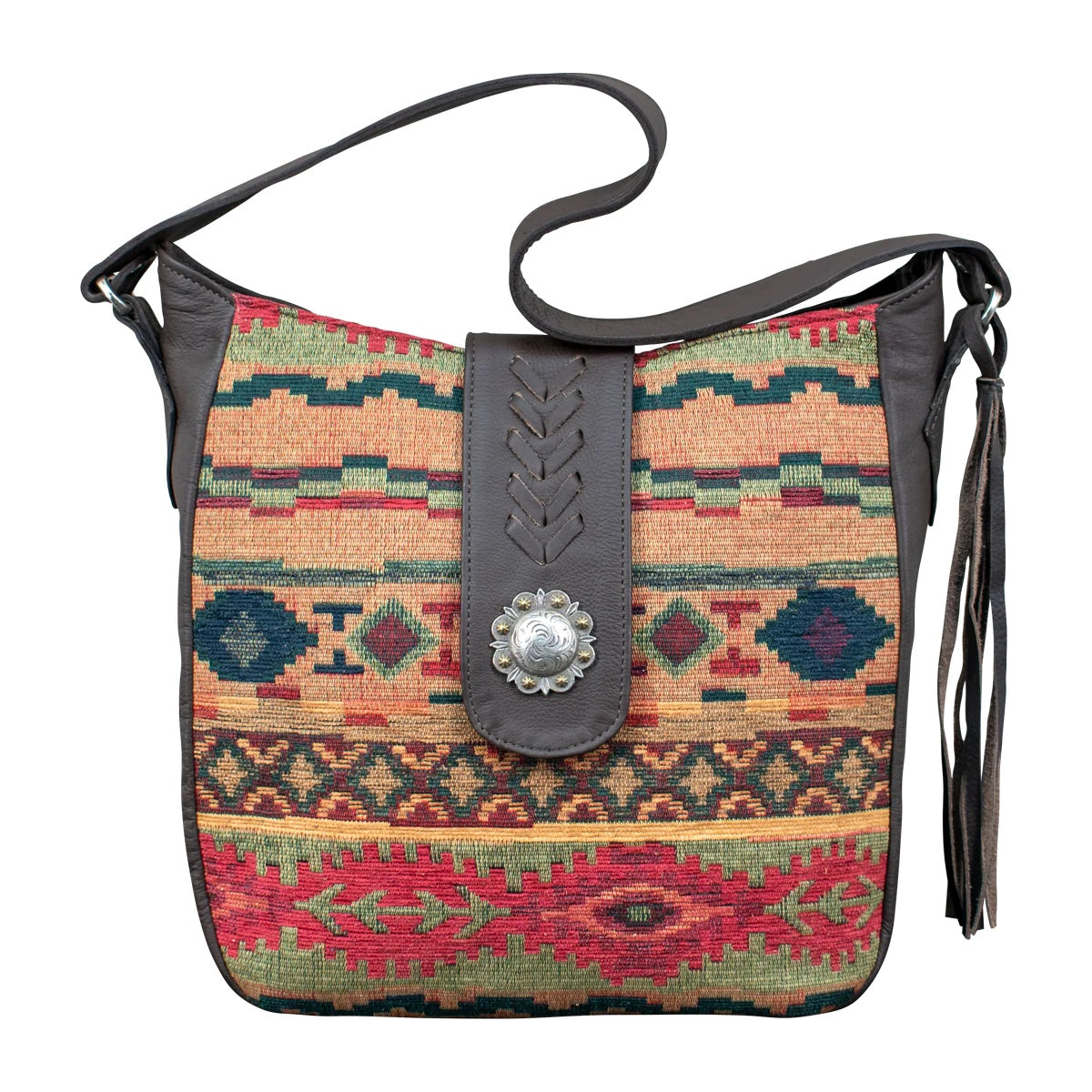 Load image into Gallery viewer, Hand Woven Santa Fe Tapestry Soft Zip Top Shoulder Hobo
