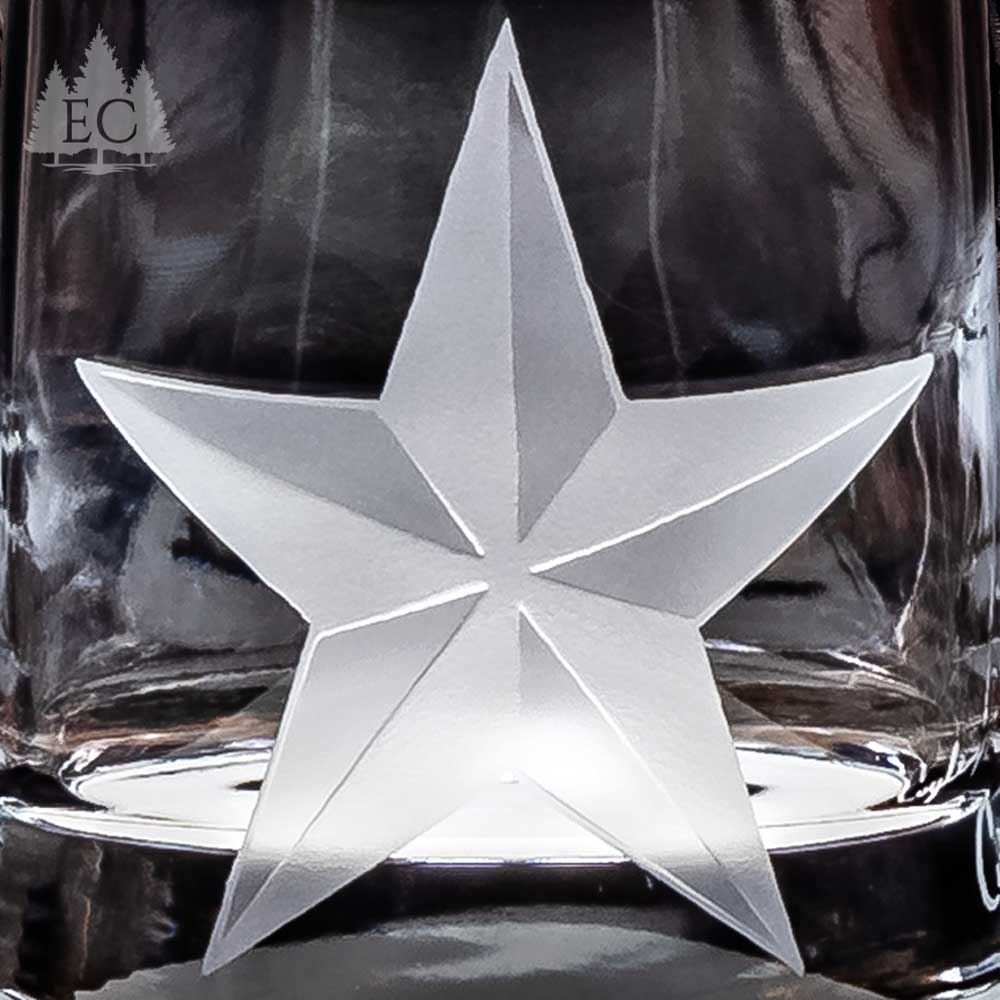 Texas Lone Star Oval Crystal Rocks Glasses, Set of 4