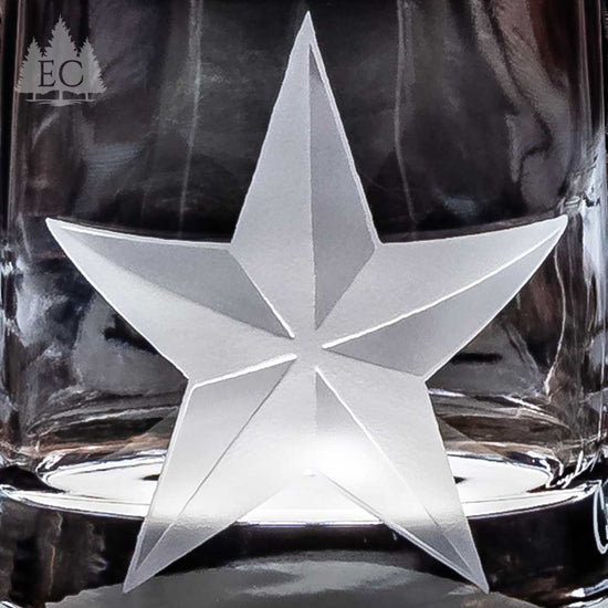 Texas Lone Star Oval Crystal Rocks Glasses, Set of 4