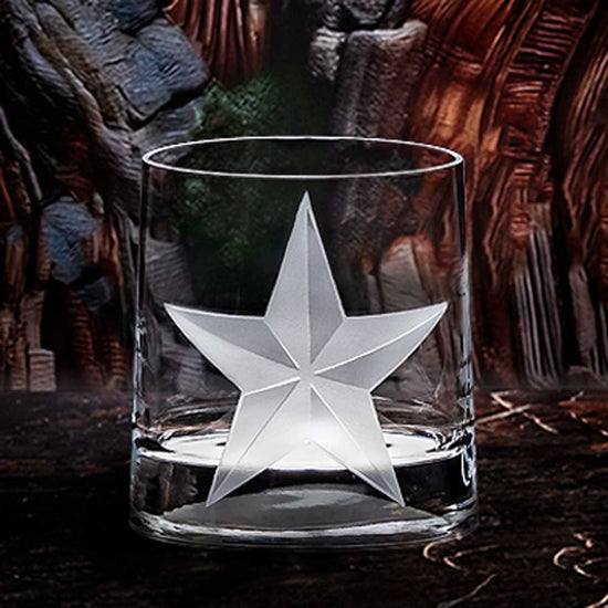 Texas Lone Star Oval Crystal Rocks Glasses, Set of 4