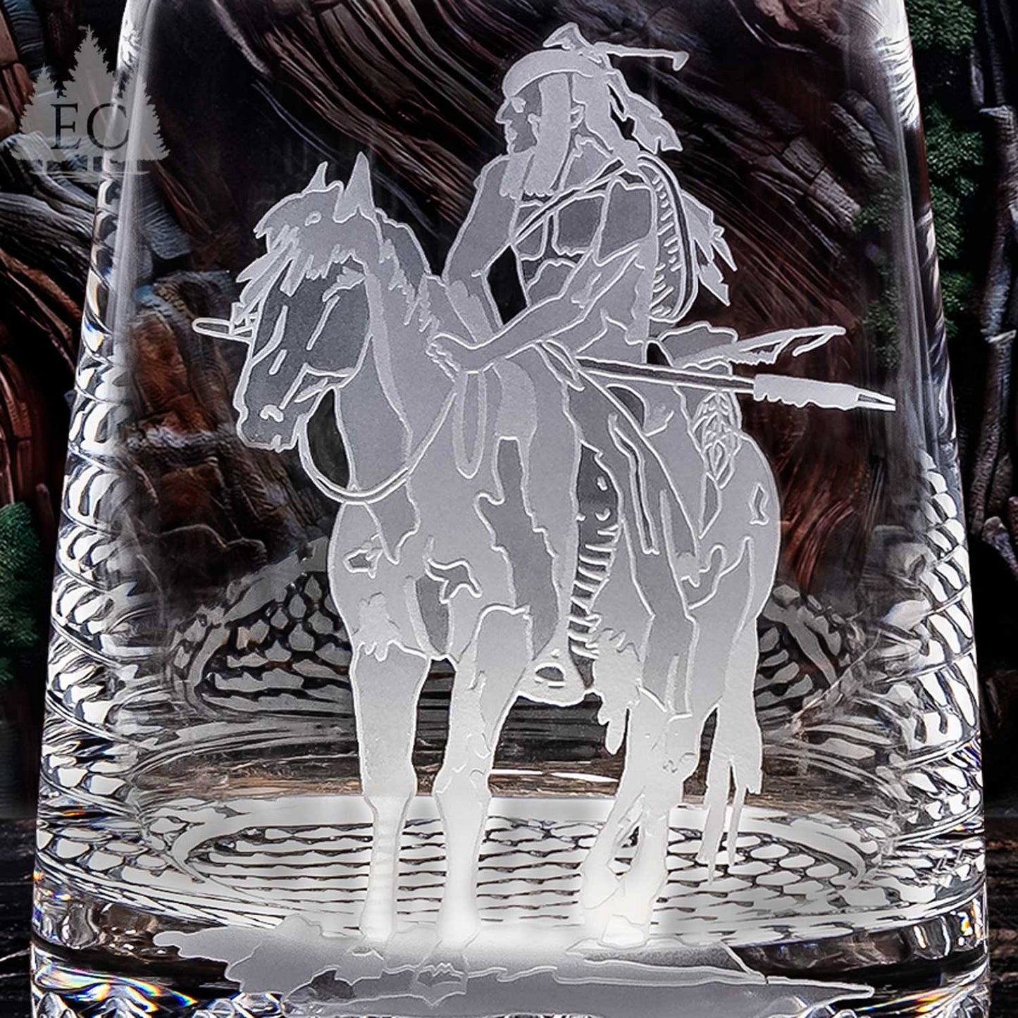 Spirit Rider Etched Crystal Decanter