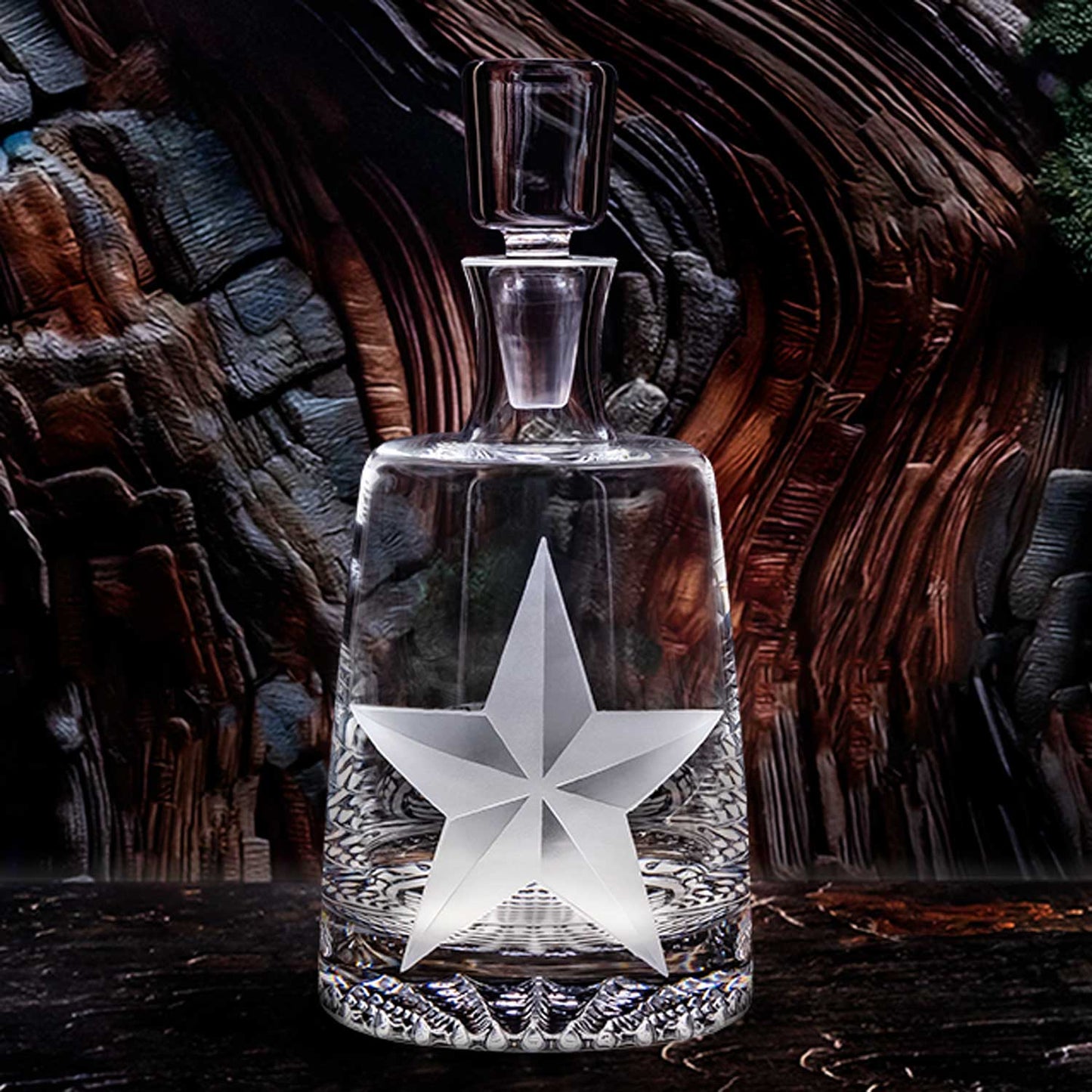 Texas Lone Star Etched Crystal Decanter