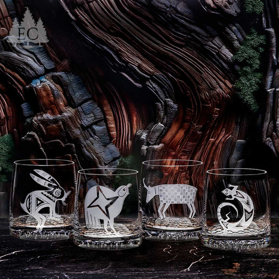 Desert Guardians Etched Crystal Glasses