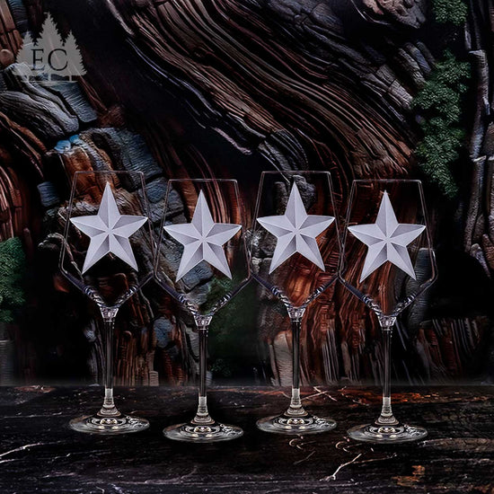 Texas Lone Star Crystal White Wine Glasses, Set of Four