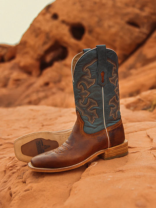 Corral Boots Men's Blue Embroidery Square Toe Boots