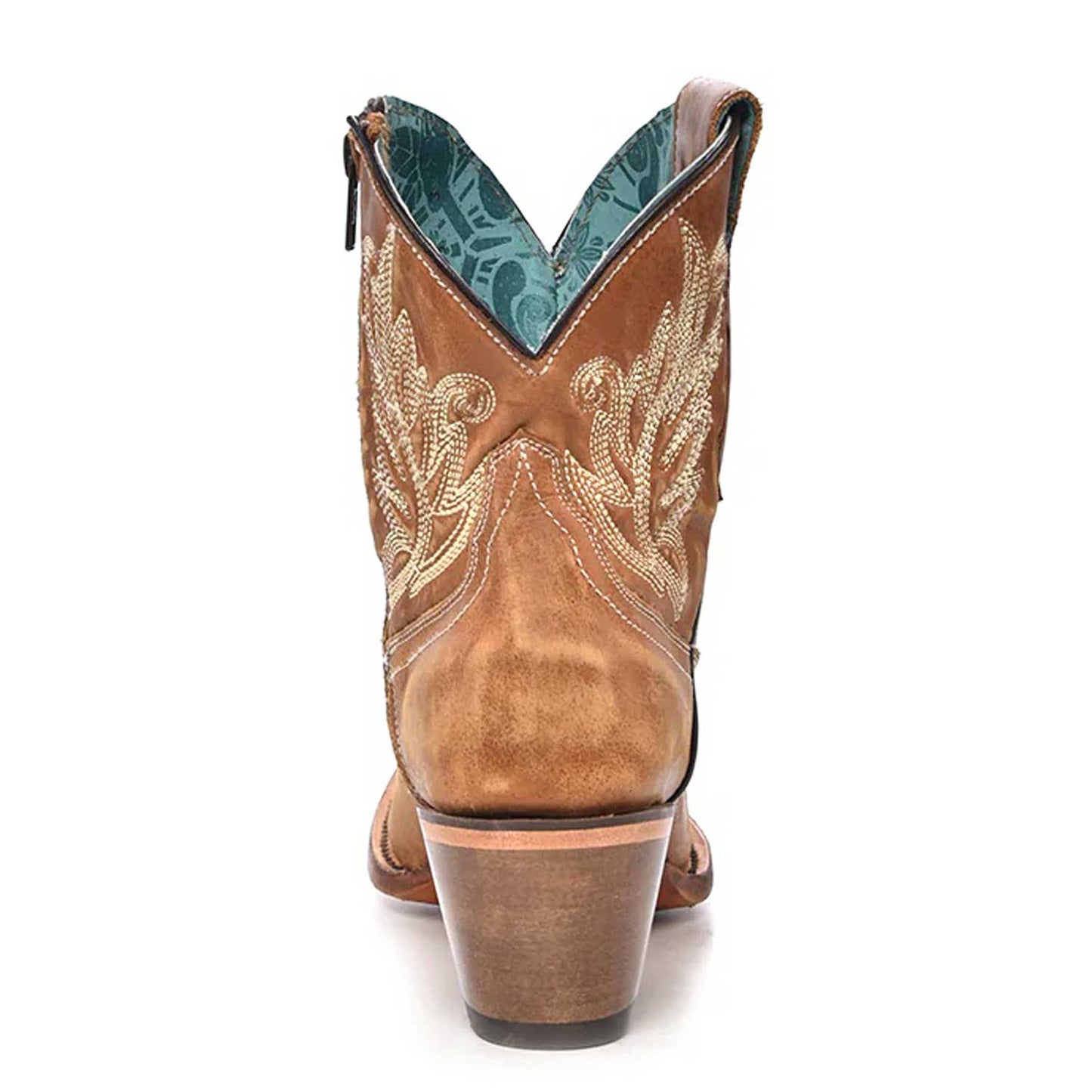 Women's Western Bootie Tan With White Embroidery by Corral