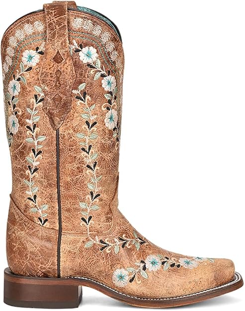 Womens Glow In The Dark Floral Embroidery Square Toe Cowboy Boot By Corral Boots