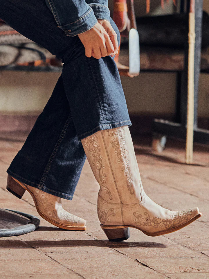 Corral Boots Women's Floral Embroidery Sand Snip Toe Cowgirl Boot