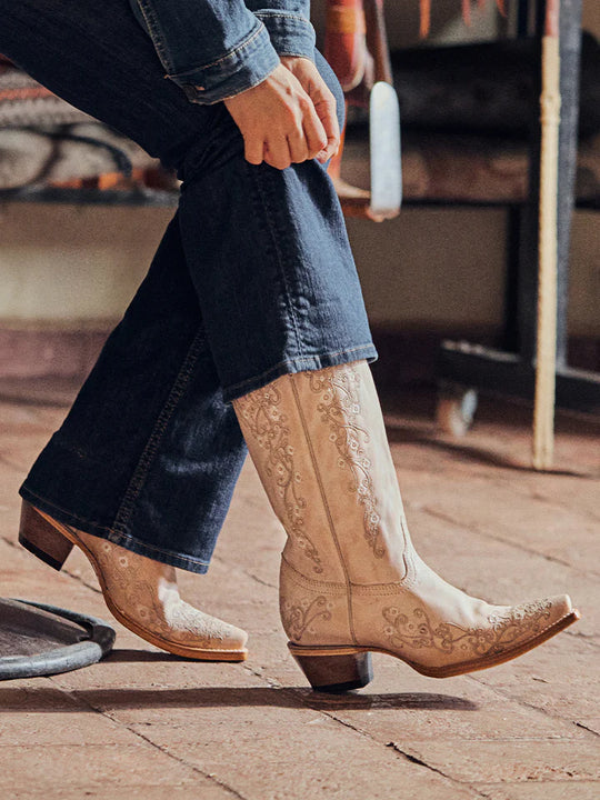Corral Boots Women's Floral Embroidery Sand Snip Toe Cowgirl Boot