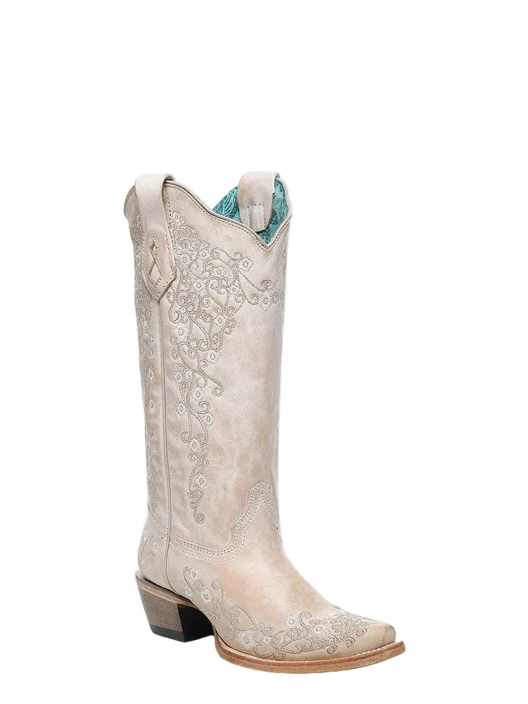 Corral Boots Women's Floral Embroidery Sand Snip Toe Cowgirl Boot