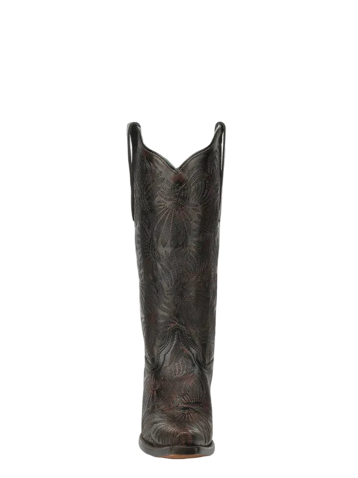 Brown cowboy boot on a white background