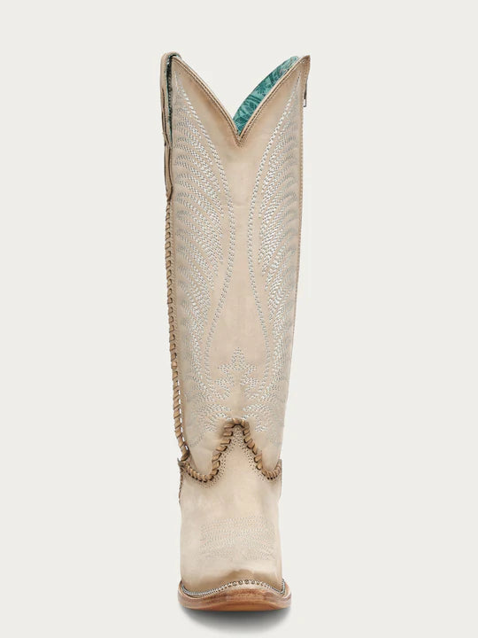 Corral Boots Women's Bone Embroidery Woven Metallic Welt Tall Snip Toe Cowboy Boot