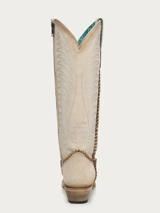 Corral Boots Women's Bone Embroidery Woven Metallic Welt Tall Snip Toe Cowboy Boot