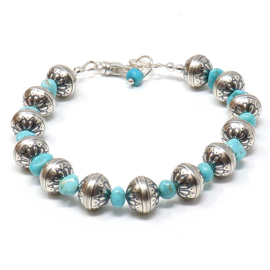 Load image into Gallery viewer, Aztec Campitos Turquoise Stretch Bracelet
