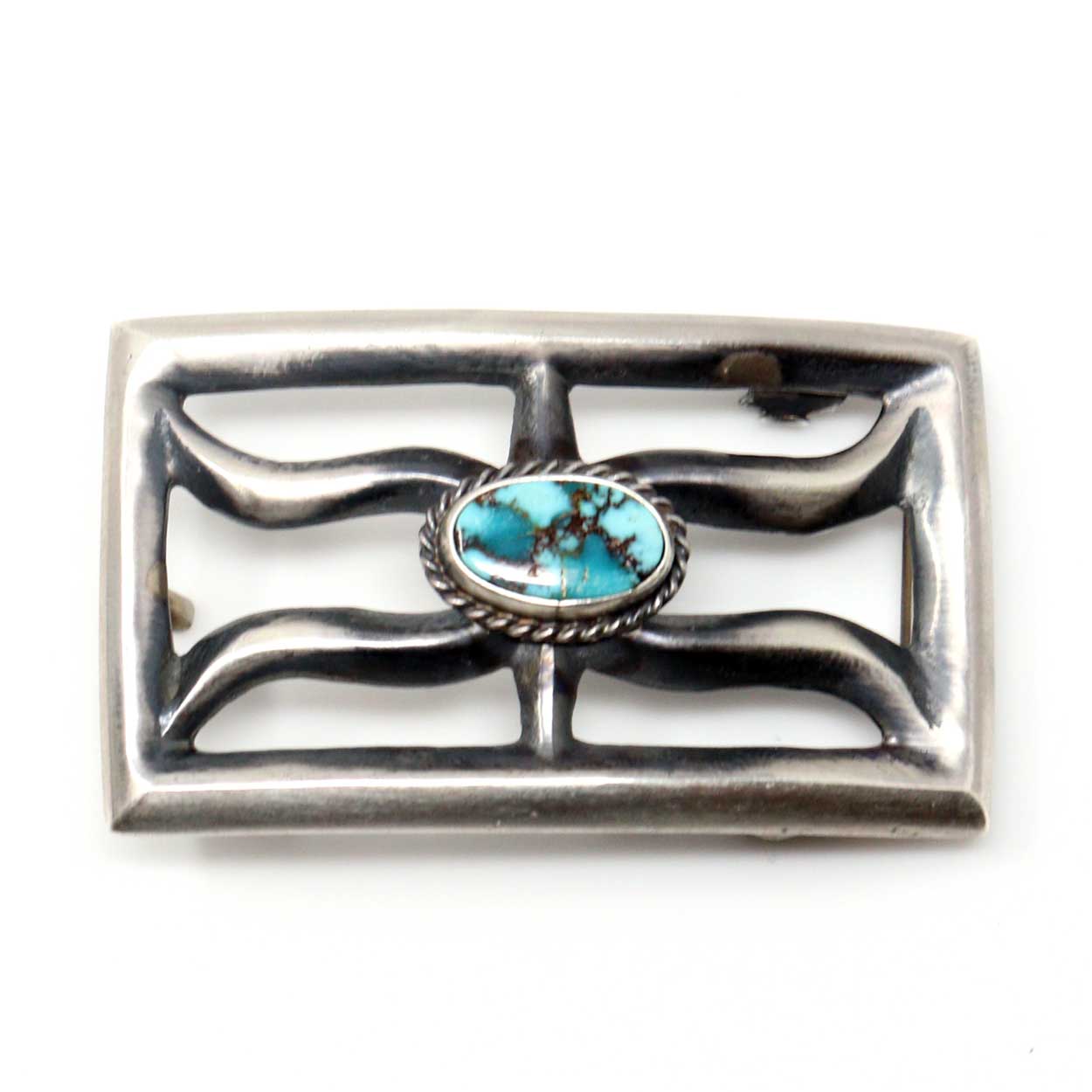 Turquoise & Silver Cast Buckle by Bitsui