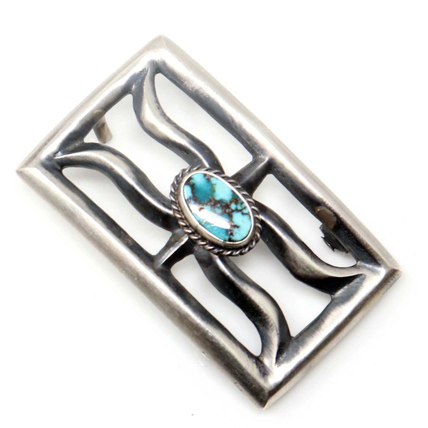 Turquoise & Silver Cast Buckle by Bitsui