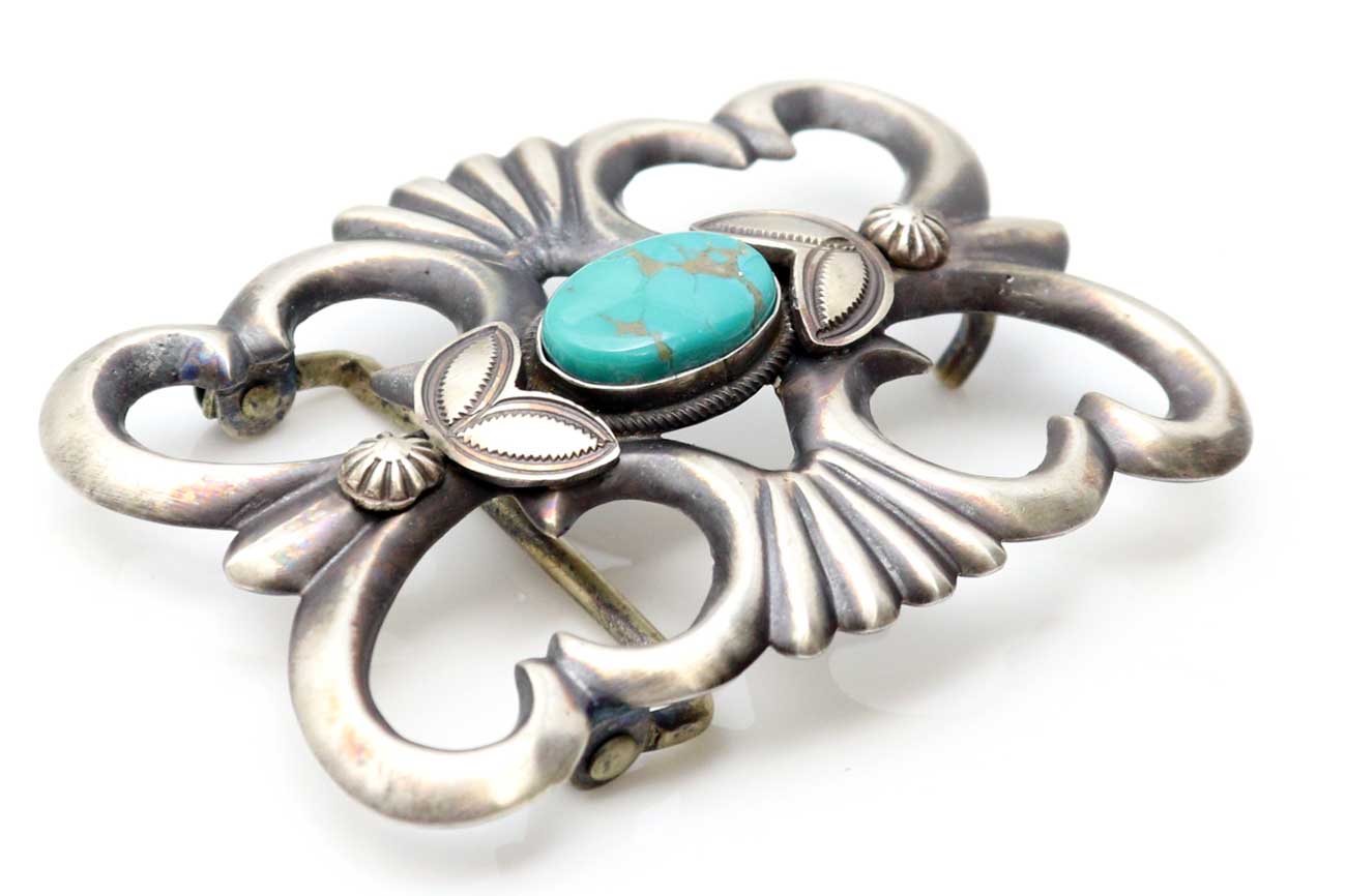 Turquoise & Silver Cast Buckle by Morgan