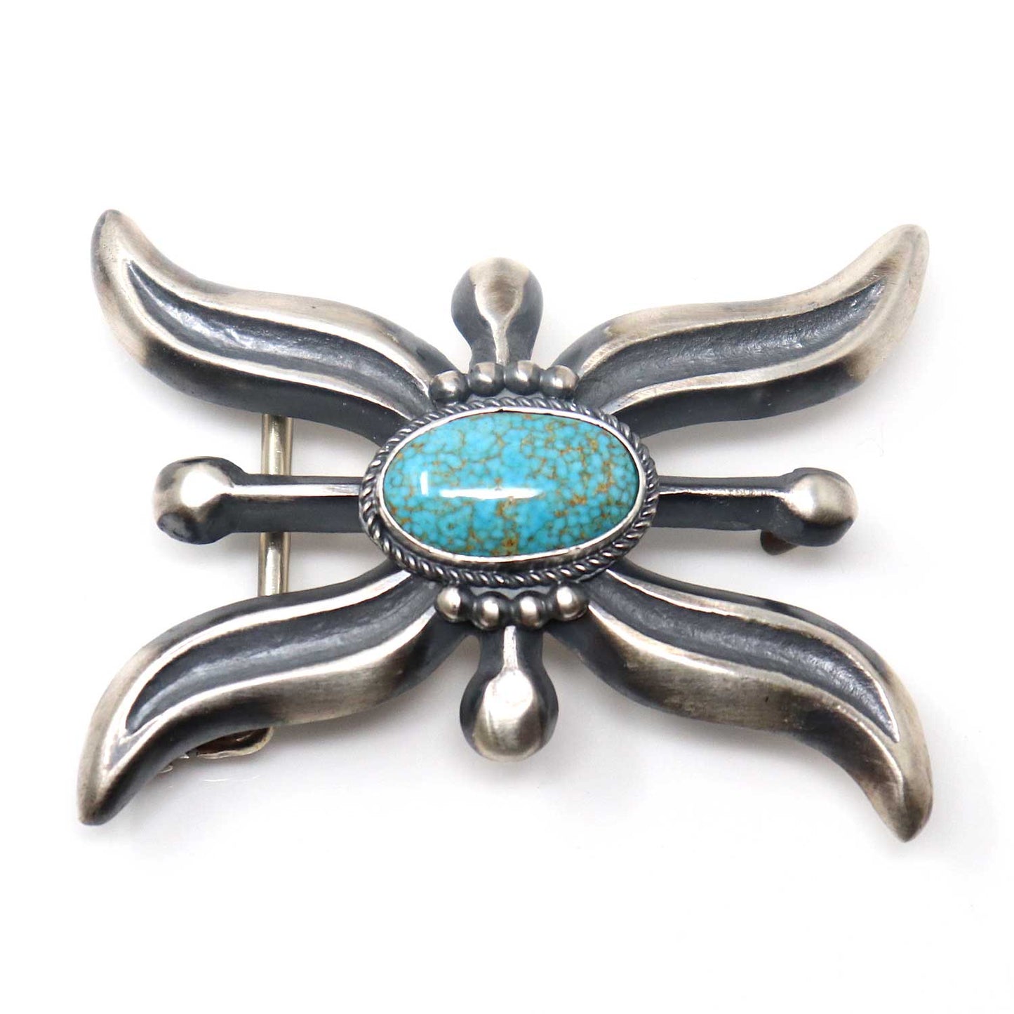 Turquoise & Silver Cast Buckle by Harrison Bitsui