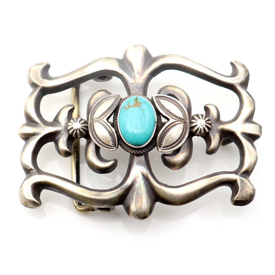 Turquoise & Silver Cast Buckle by Morgan