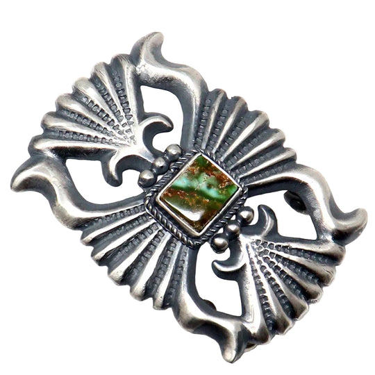 Pilot Mountain Silver Cast Buckle by Harrison Bitsui