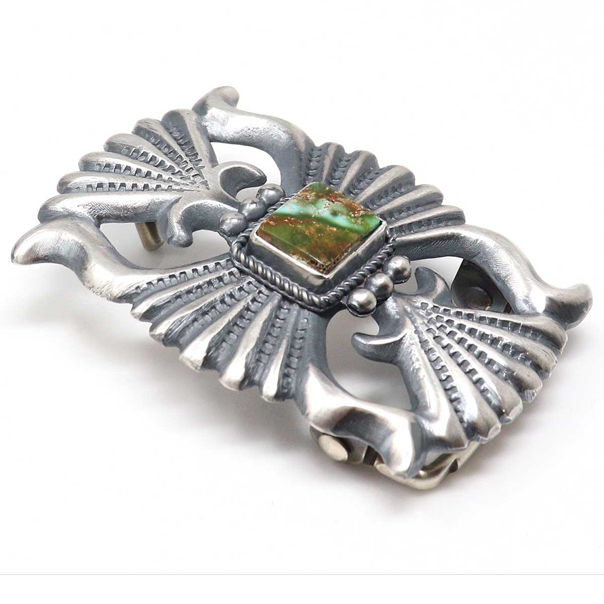 Pilot Mountain Silver Cast Buckle by Harrison Bitsui