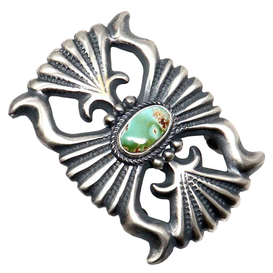 Pilot Mountain Silver Cast Buckle by Harrison Bitsui