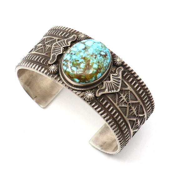 Sterling Silver Cuff Featuring A Single Pilot Mountain Setting