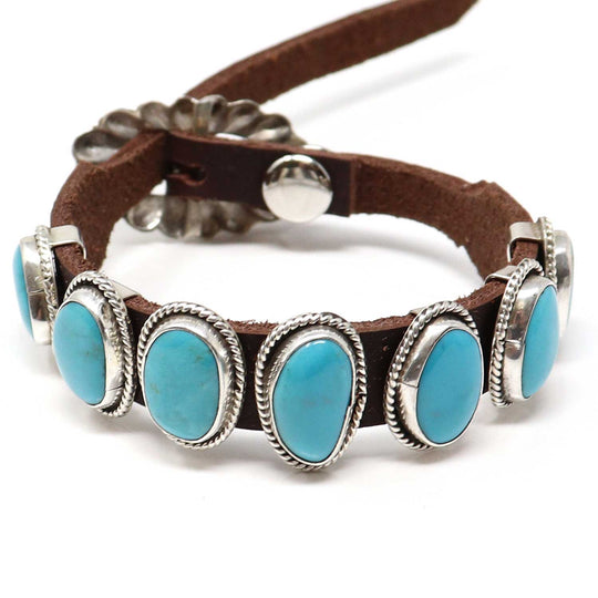 Turquoise & Leather Bracelet by Martinez