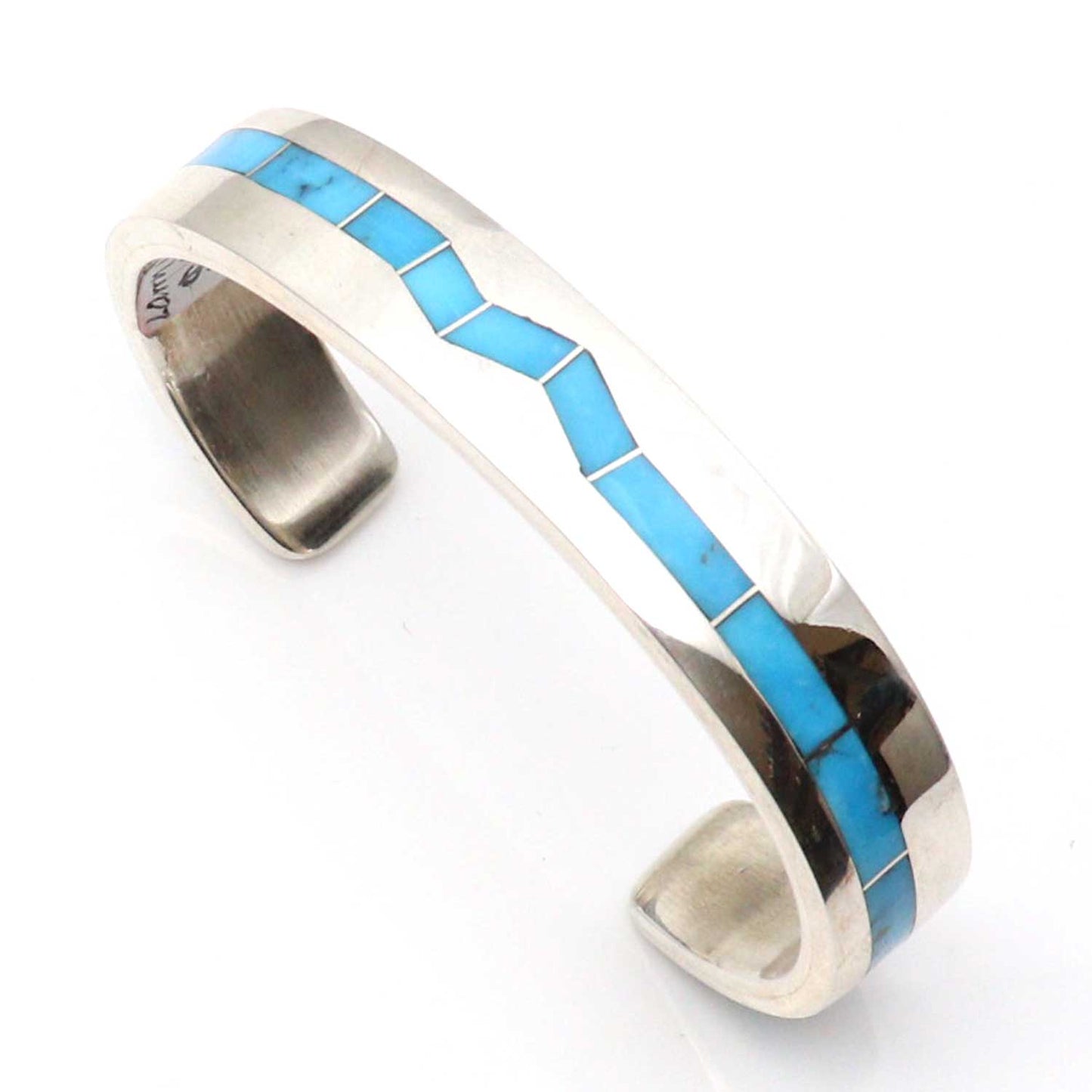 Men's Turquoise Channel Inlay Bracelet by Larry Loretto